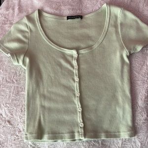 Brandy Melville Light green scoop neck ribbed crop top